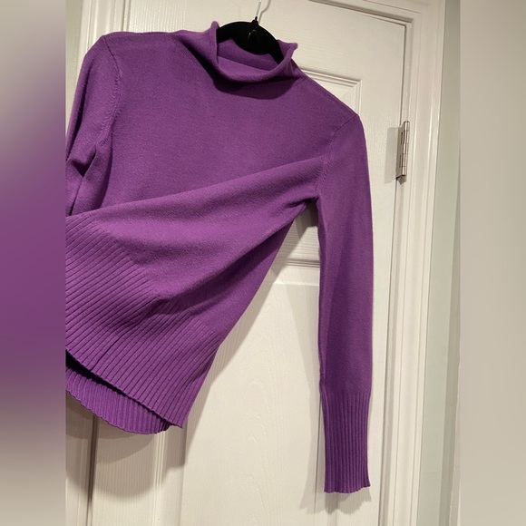 French Connection Size S Purple Rolled Mock Neck Long Sleeve Pullover Sweater - Picture 8 of 11